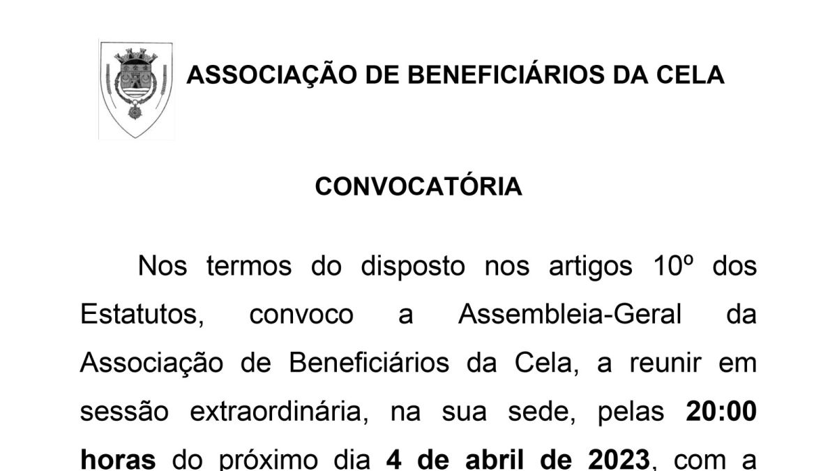 Convocatória da Assembleia-Geral 4 de Abril 2023